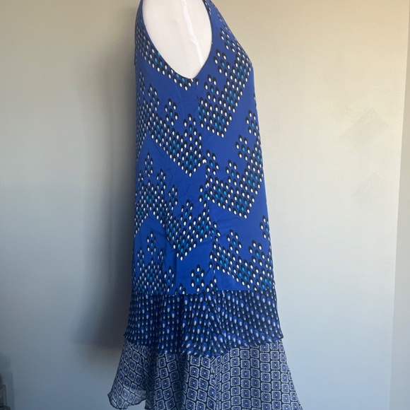 Diane Von Furstenberg Liza Geometric Cocktail Dress Layered Silk Crepe Ruffle - Picture 9 of 15